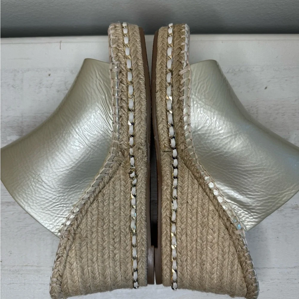 KARL LAGERFELD Paris Carina Slip On Open Toe Wedge Sandals Women’s 9.5 LIKE NEW - Picture 7 of 10
